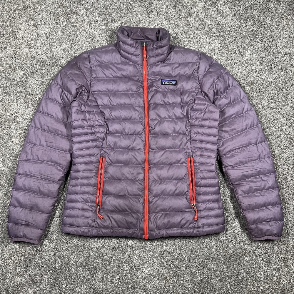 Patagonia Down Sweater Jacket Women's Small Purple Full Zip Puffer Coat Winter